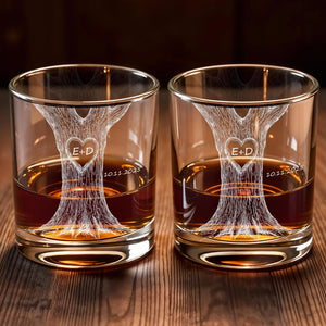 Celebrate Your Love With Our Tree Design Custom Whiskey Glass, Gift for Couples