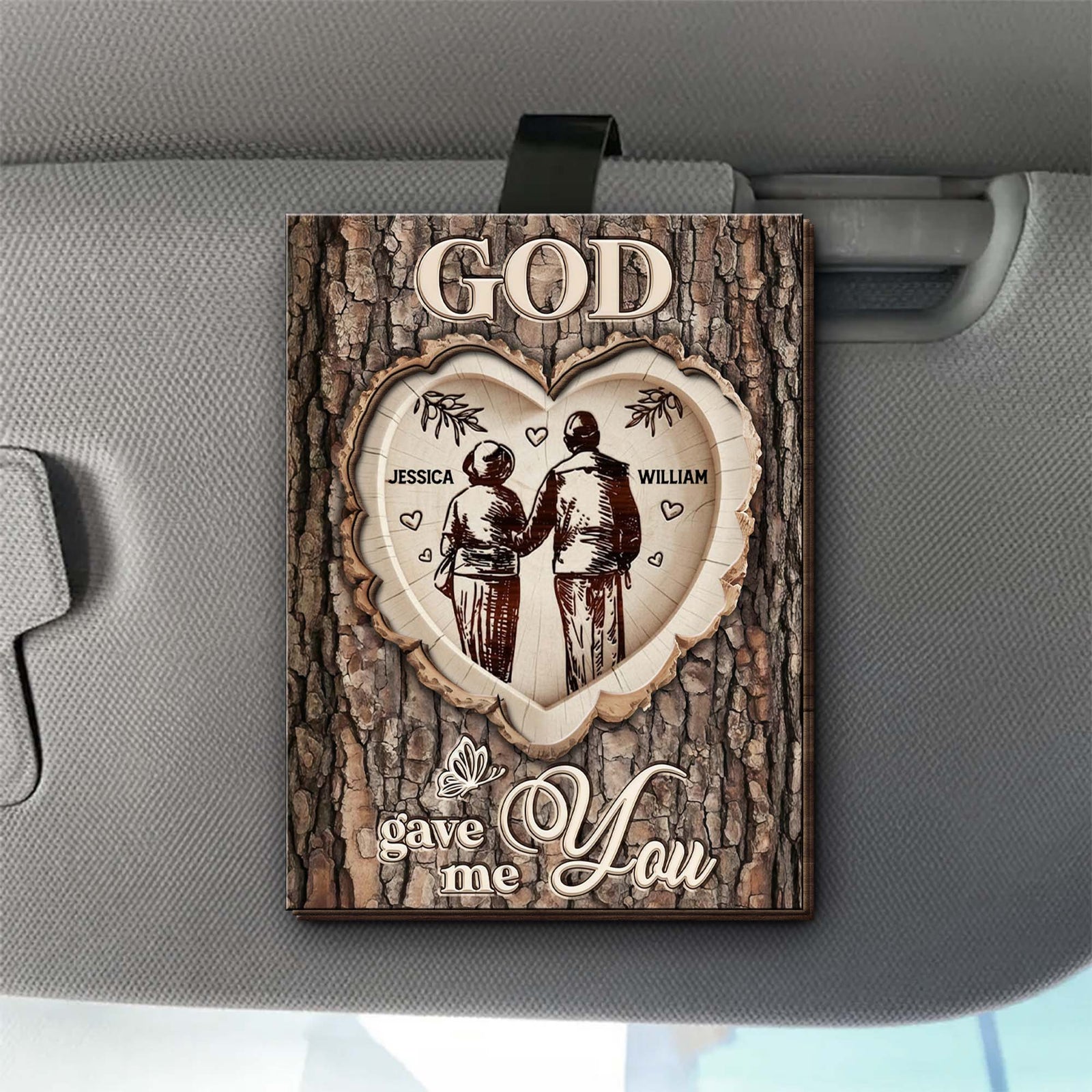 God Gave Me You With Couple Hearts Design,Personalized Car Visor Clip,Gift For Couples