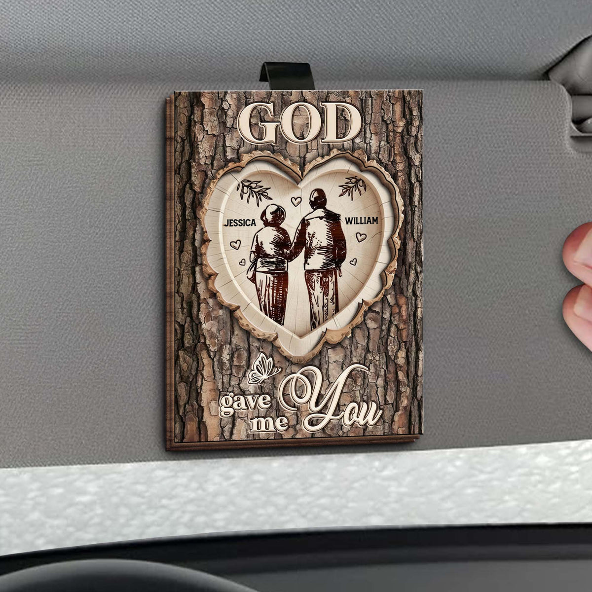 God Gave Me You With Couple Hearts Design,Personalized Car Visor Clip,Gift For Couples