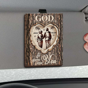 God Gave Me You With Couple Hearts Design,Personalized Car Visor Clip,Gift For Couples