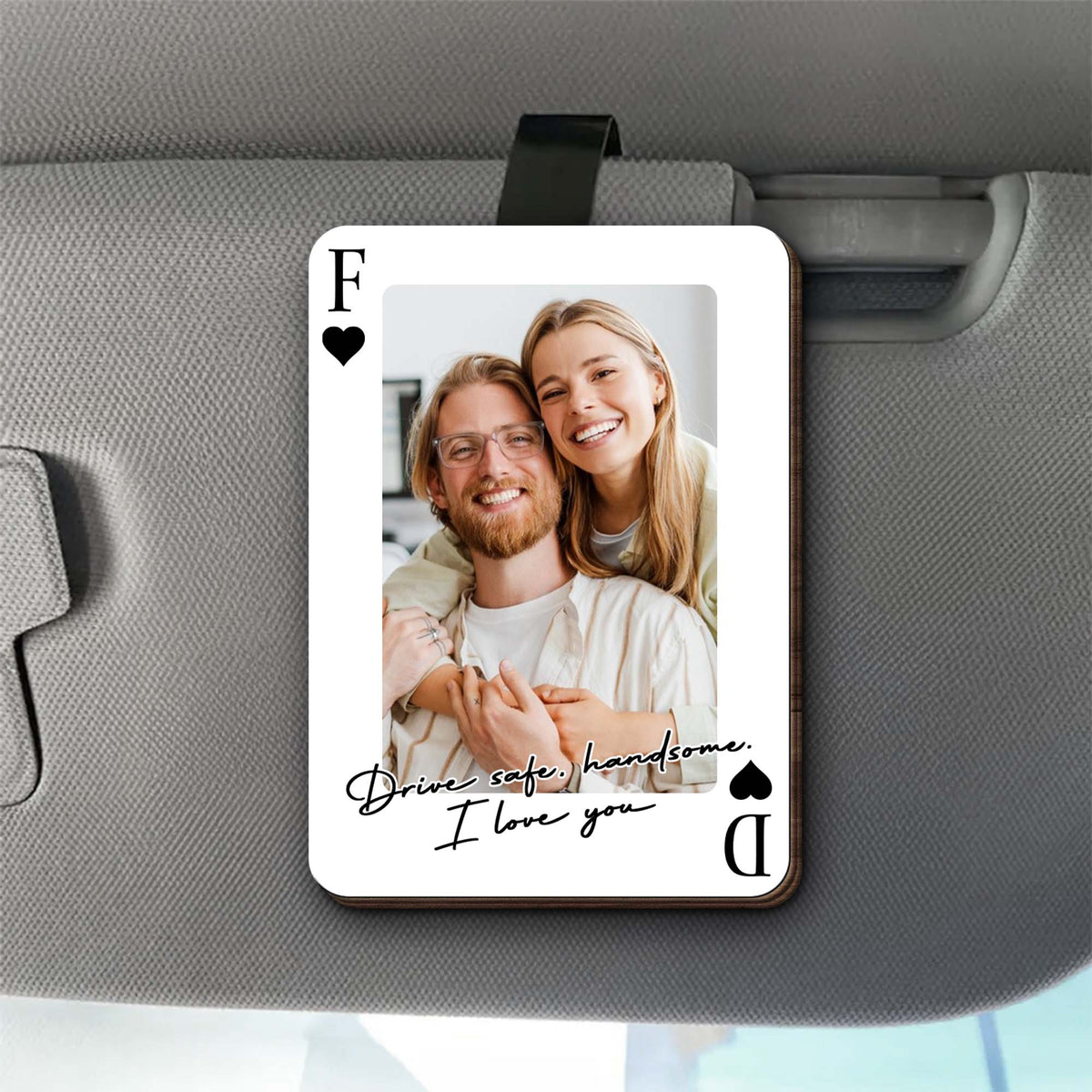Drive Safe Handsome I Love You Personalized Photo, Car Visor Clip, Gift For Husband and Partner Lovers