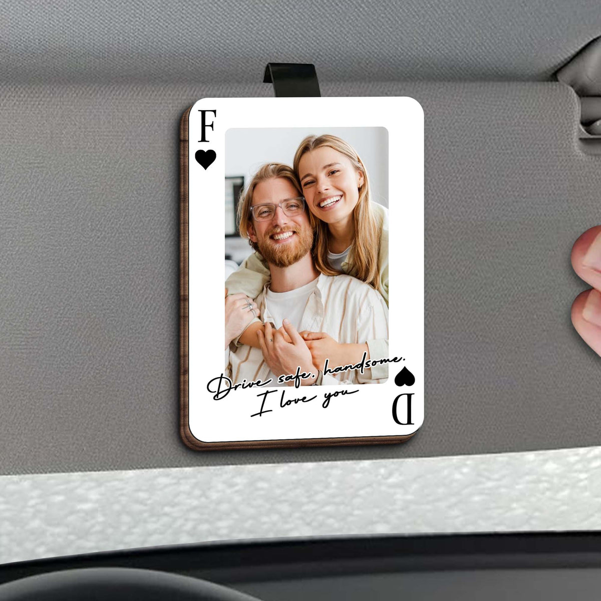 Drive Safe Handsome I Love You Personalized Photo, Car Visor Clip, Gift For Husband and Partner Lovers