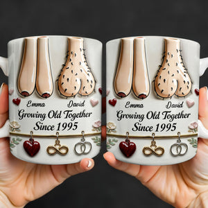 Growing Old Together With Hearts And Symbols,Coffee Mug,Gift For Couples