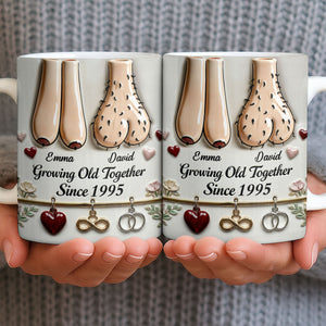 Growing Old Together With Hearts And Symbols,Coffee Mug,Gift For Couples