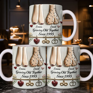 Growing Old Together With Hearts And Symbols,Coffee Mug,Gift For Couples
