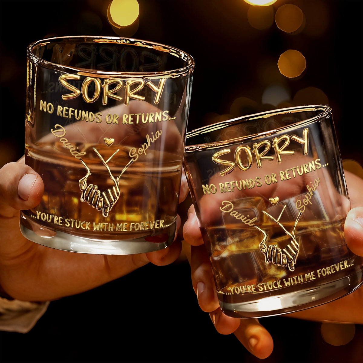 Sorry No Refunds Or Returns, Personalized Whiskey Glass, Gift For Spouse