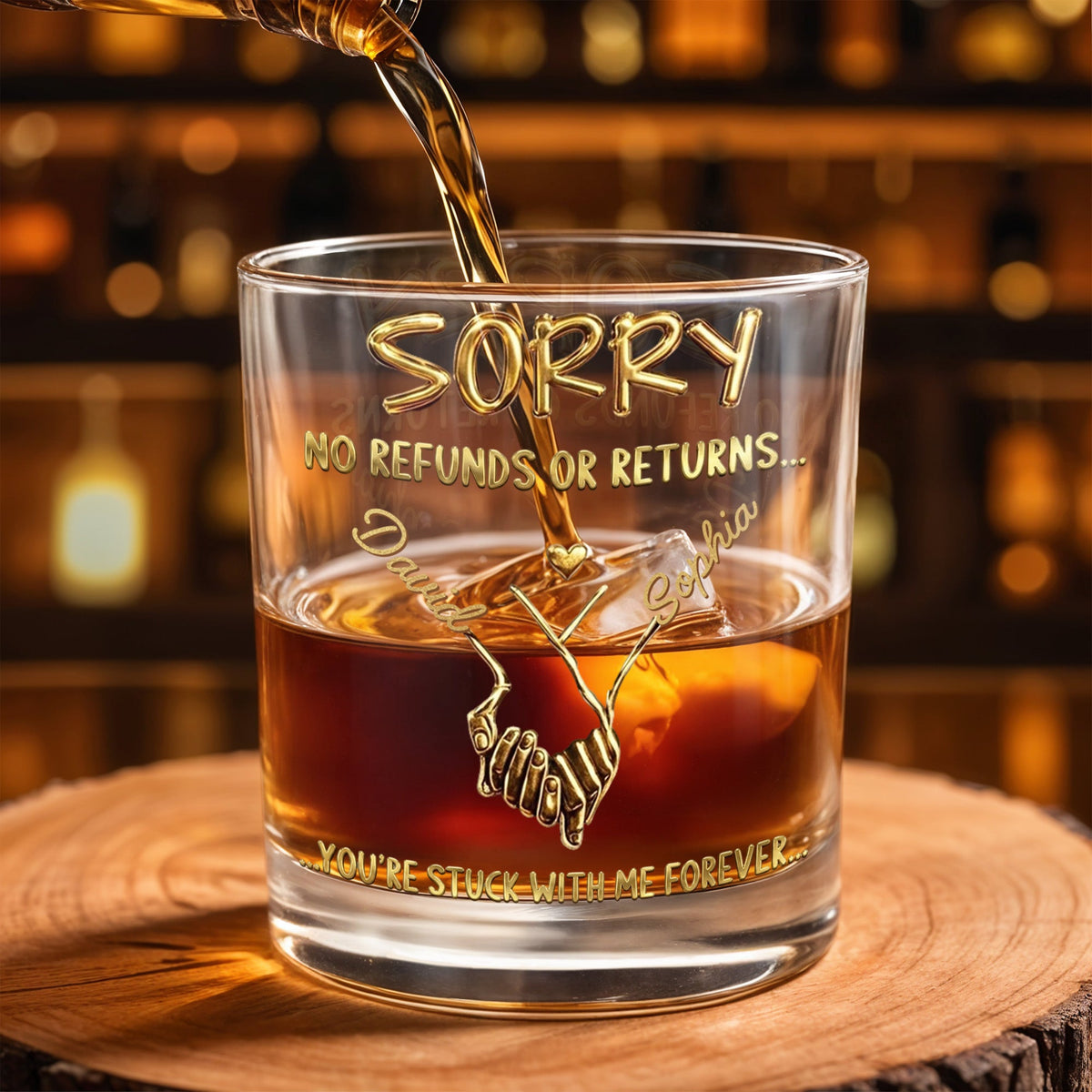 Sorry No Refunds Or Returns, Personalized Whiskey Glass, Gift For Spouse