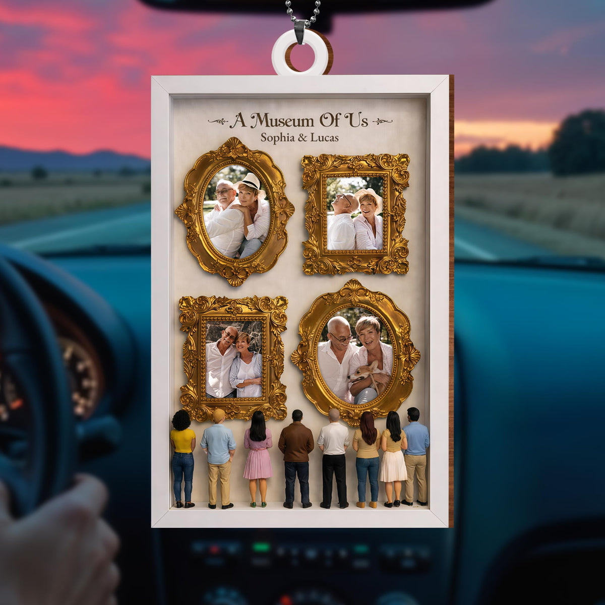 A Museum Of Us With Gold Frames And Photographs,Car Hanging Ornament,Gift For Couples And Family