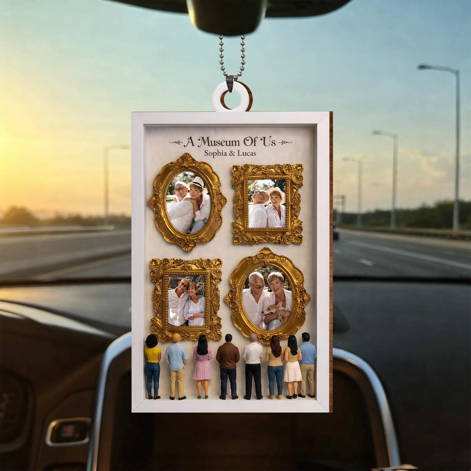 A Museum Of Us With Gold Frames And Photographs,Car Hanging Ornament,Gift For Couples And Family