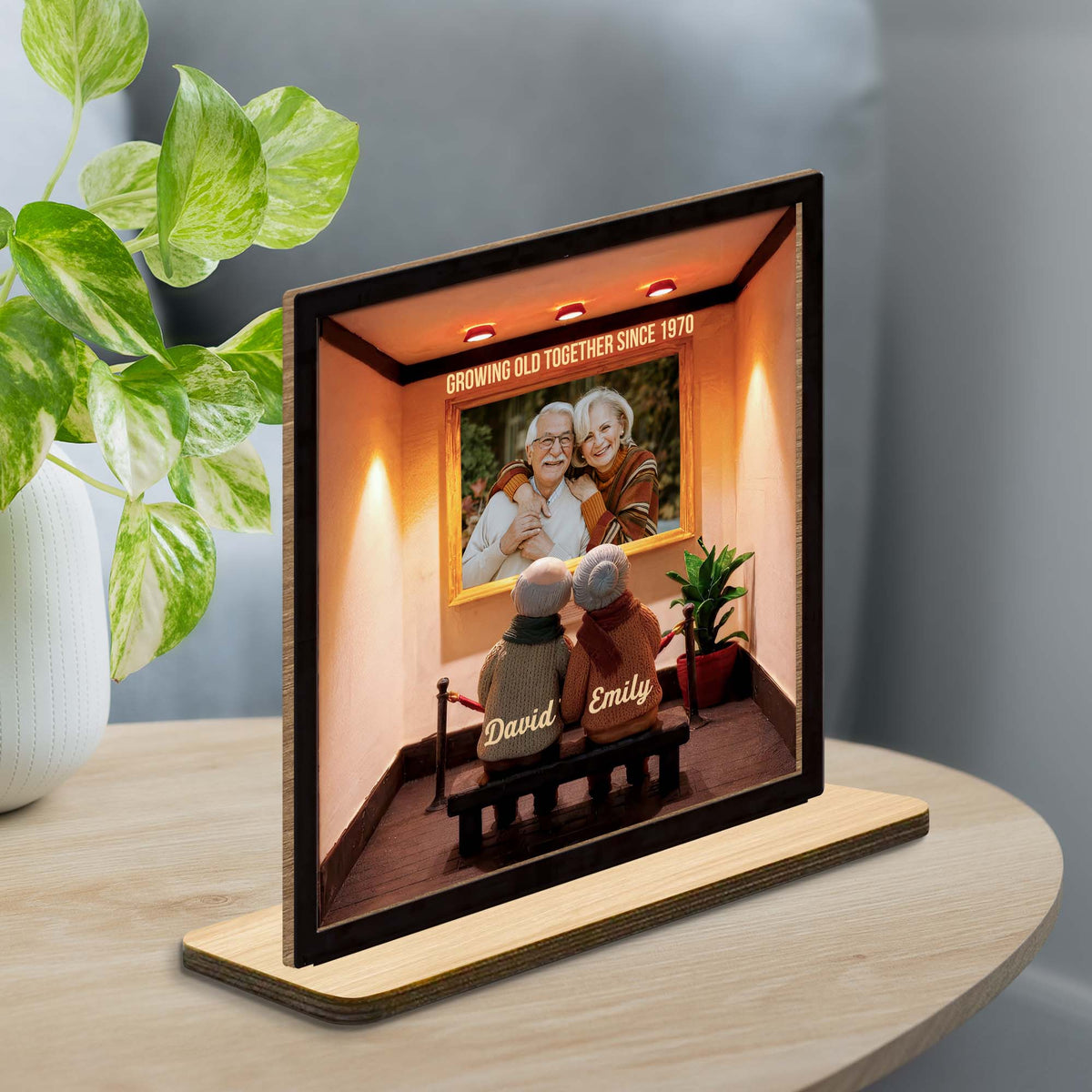 Growing Old Together Since, Wooden Plaque, Gift For Grandparents