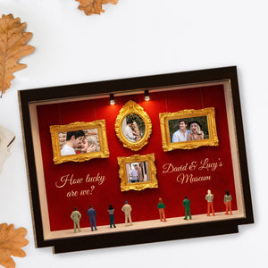 How Lucky Are We, Museum Frames And Miniature People, Personalized Gift for Couples and Families