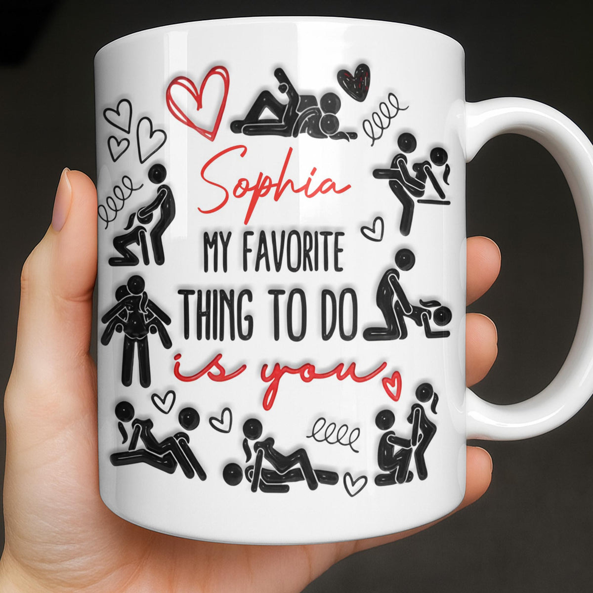 My Favorite Thing To Do Is You Hearts, Personalized Coffee Mug, Gift For Couples and Lovers