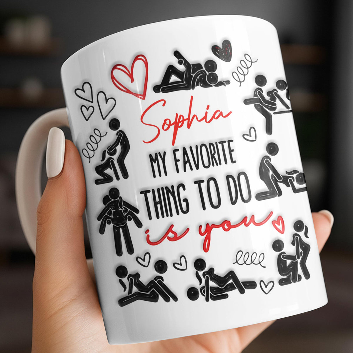 My Favorite Thing To Do Is You Hearts, Personalized Coffee Mug, Gift For Couples and Lovers