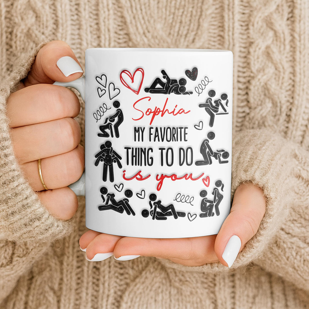 My Favorite Thing To Do Is You Hearts, Personalized Coffee Mug, Gift For Couples and Lovers