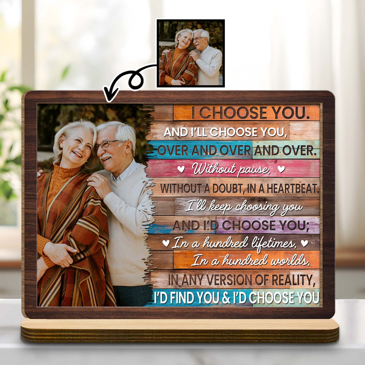 I Choose You - Romantic Personalized Custom Wood Plaque - Gift For Spouse