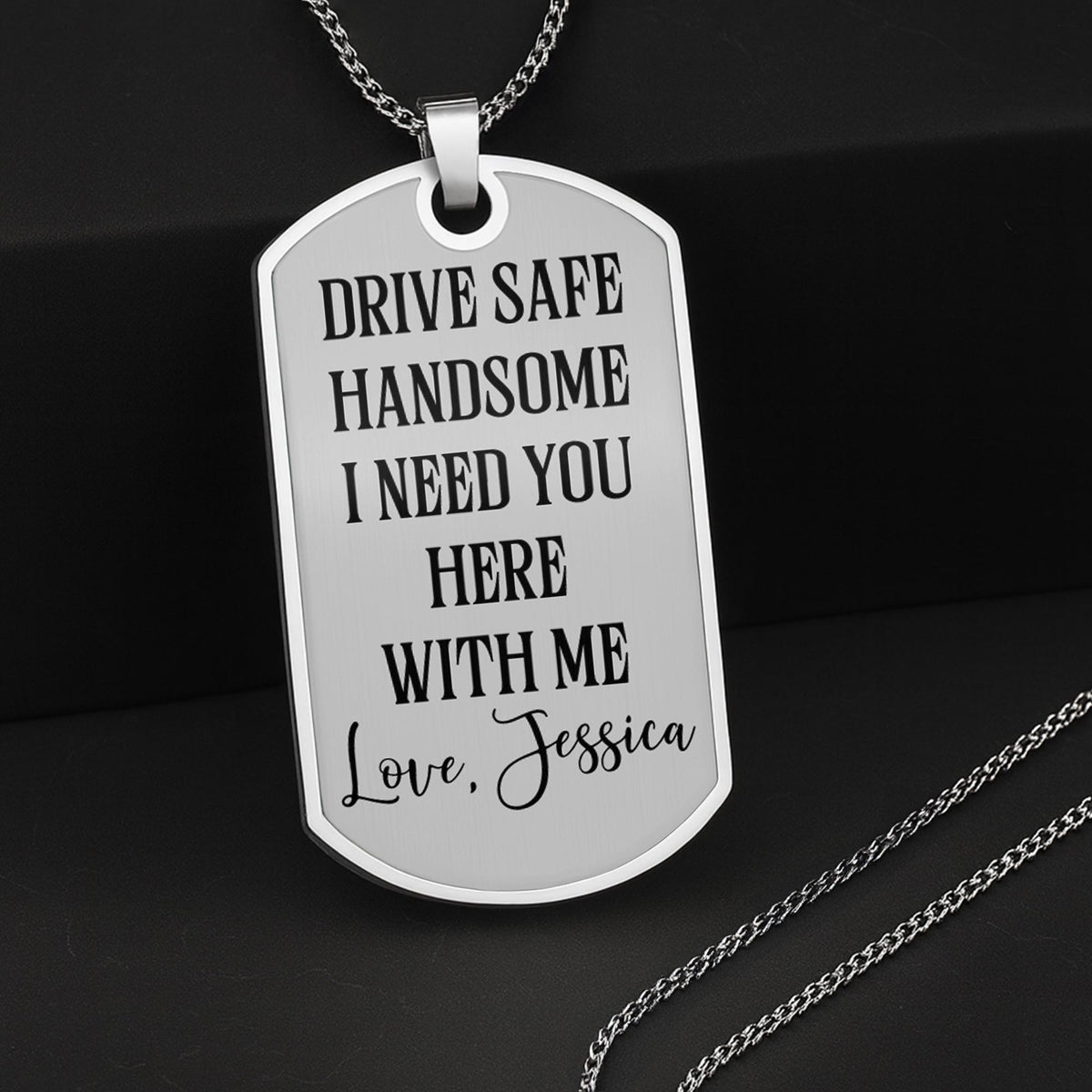 Customizable Street Sign Design Necklace, Personalized Custom Dog Tag Necklace, Gift For Couples