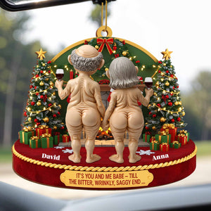 It's You And Me Babe - Till The End, Christmas Tree And Elderly Couple, Custom Wood Ornament, Gift For Couples And Spouses