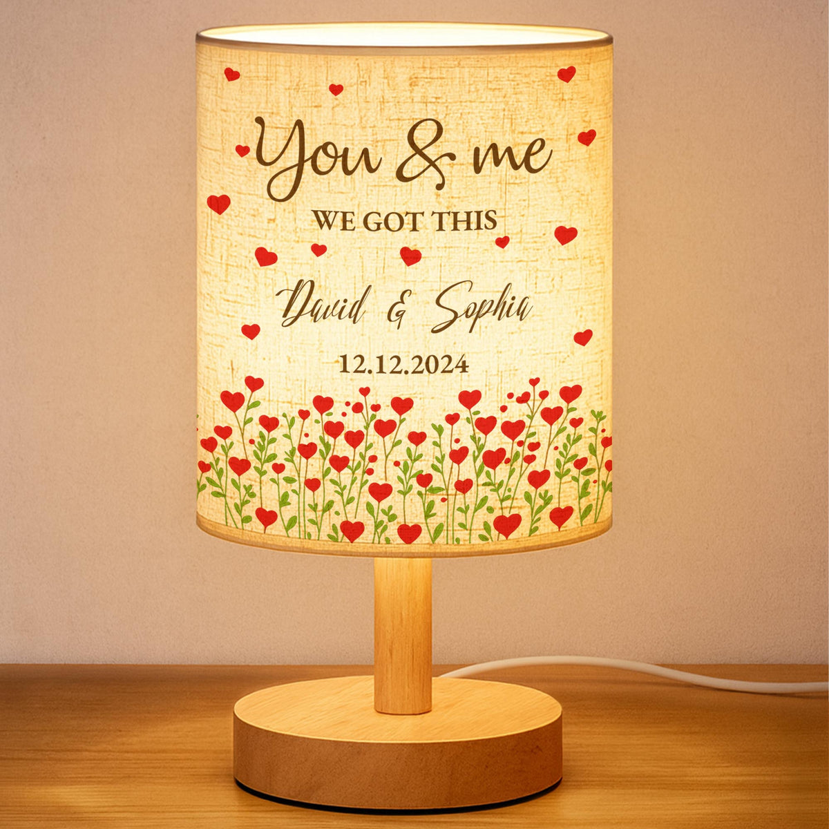 You & Me We Got This Surrounded By Love And Tulips, Personalized Fabric Lamp, Gift For Couples