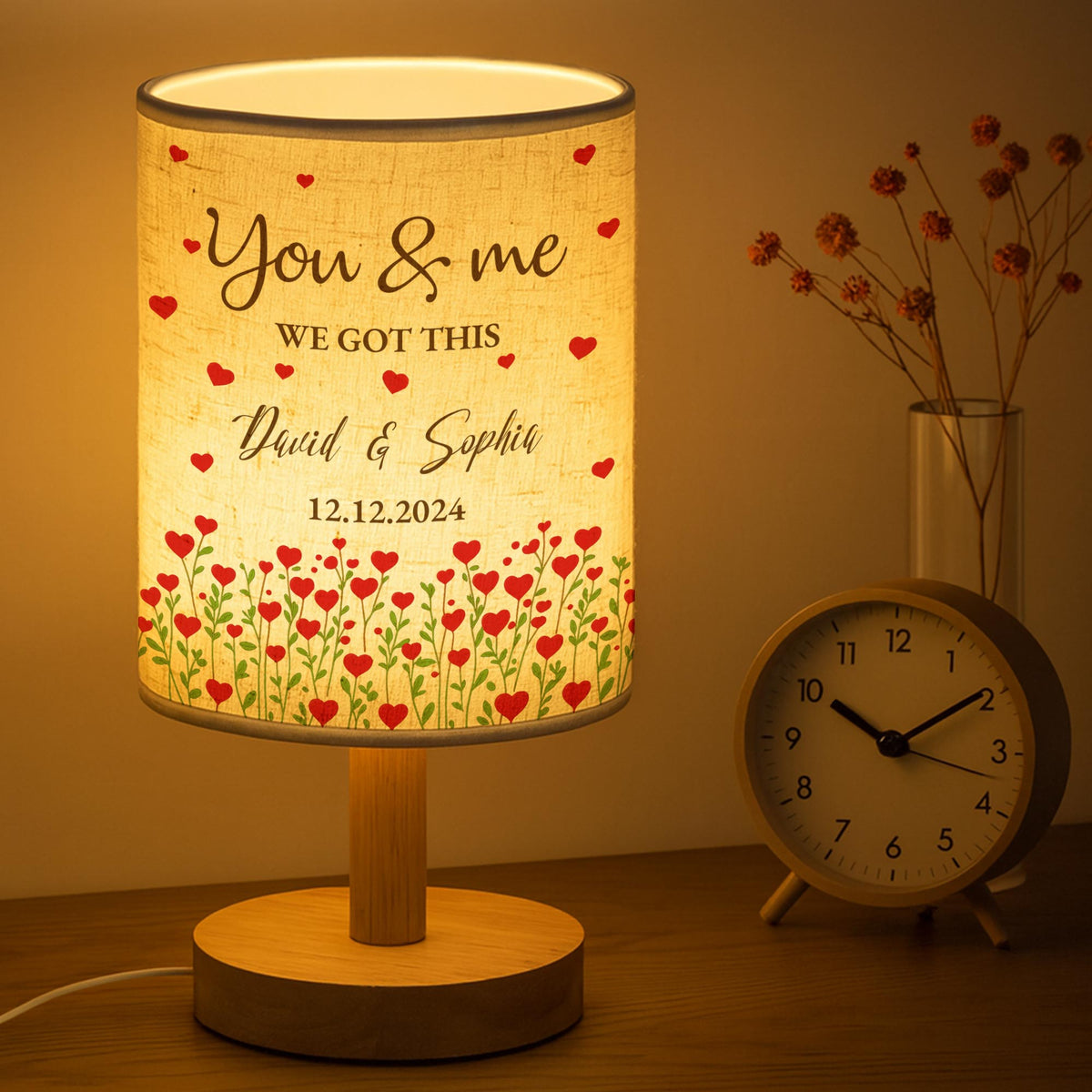 You & Me We Got This Surrounded By Love And Tulips, Personalized Fabric Lamp, Gift For Couples
