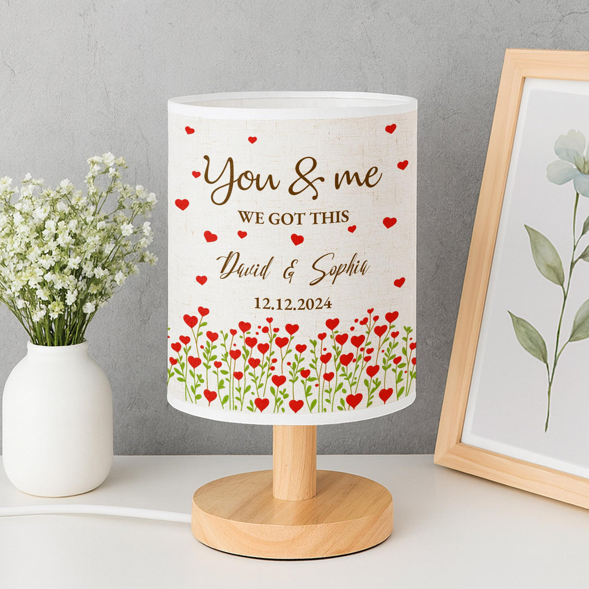 You & Me We Got This Surrounded By Love And Tulips, Personalized Fabric Lamp, Gift For Couples