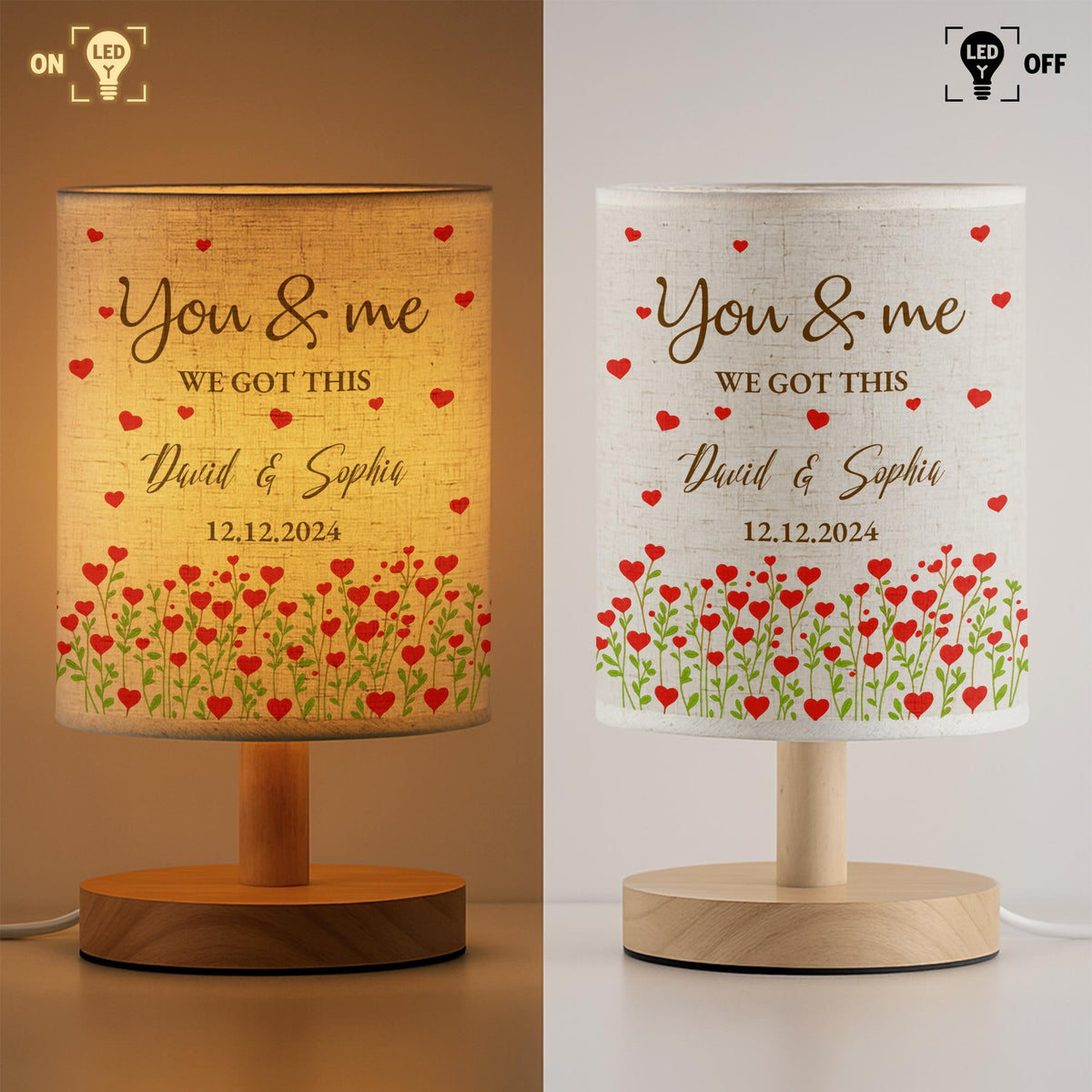 You & Me We Got This Surrounded By Love And Tulips, Personalized Fabric Lamp, Gift For Couples
