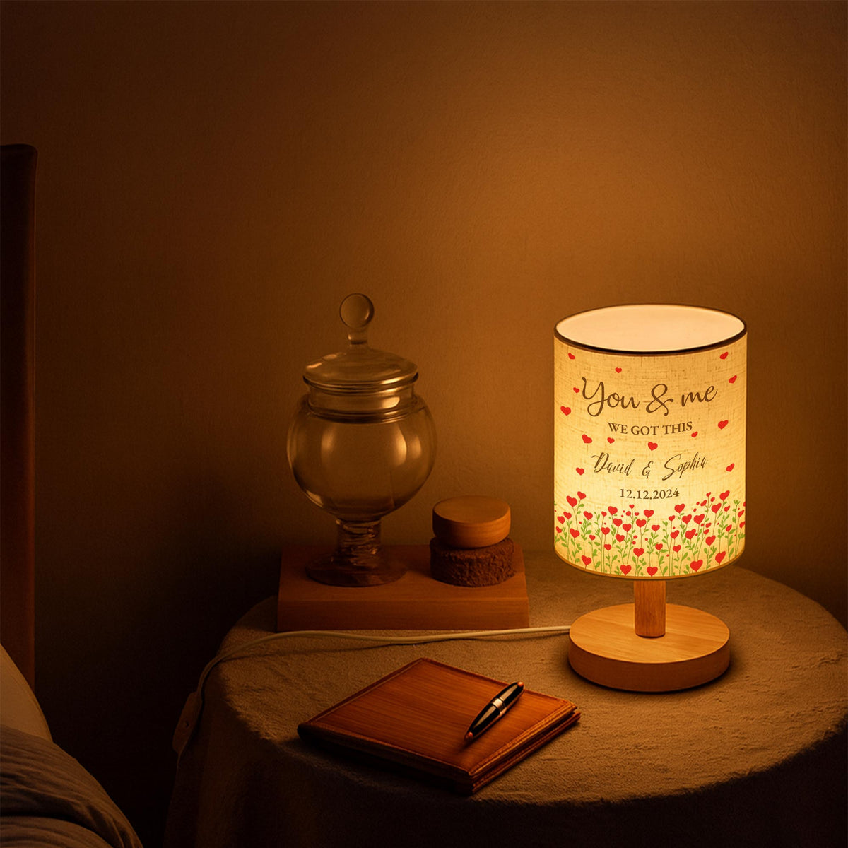 You & Me We Got This Surrounded By Love And Tulips, Personalized Fabric Lamp, Gift For Couples