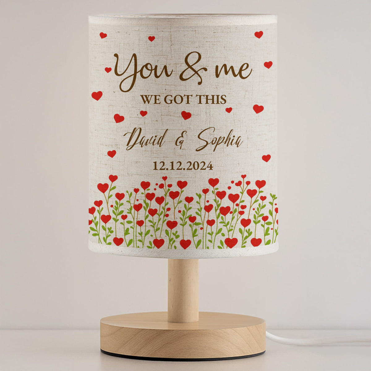 You & Me We Got This Surrounded By Love And Tulips, Personalized Fabric Lamp, Gift For Couples