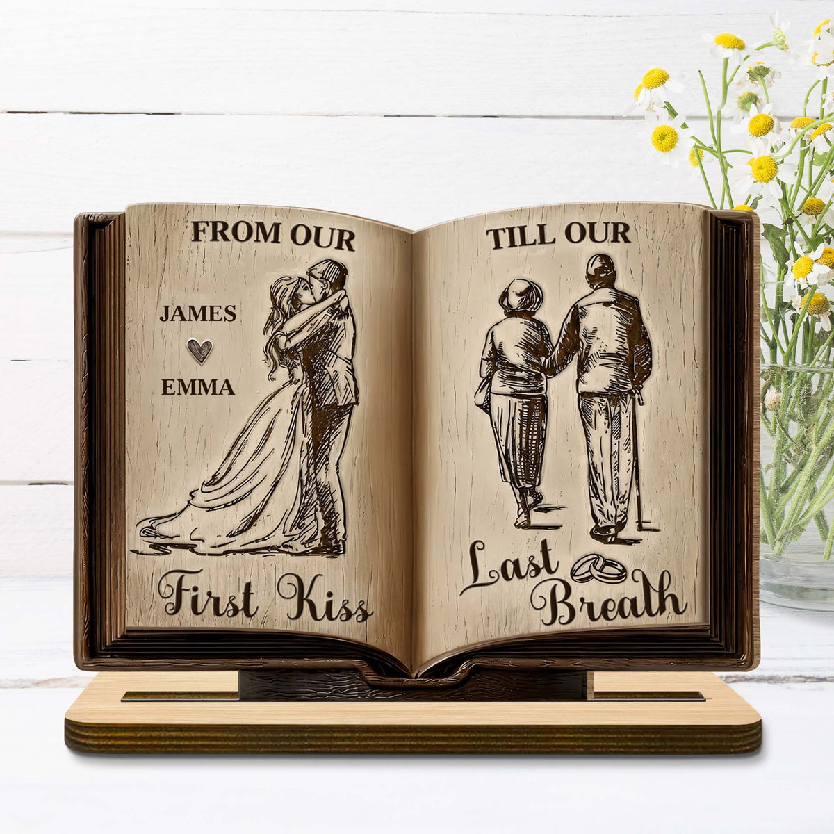 From Our First Kiss Till Our Last Breath, Custom Wood Plaque, Gift For Couples
