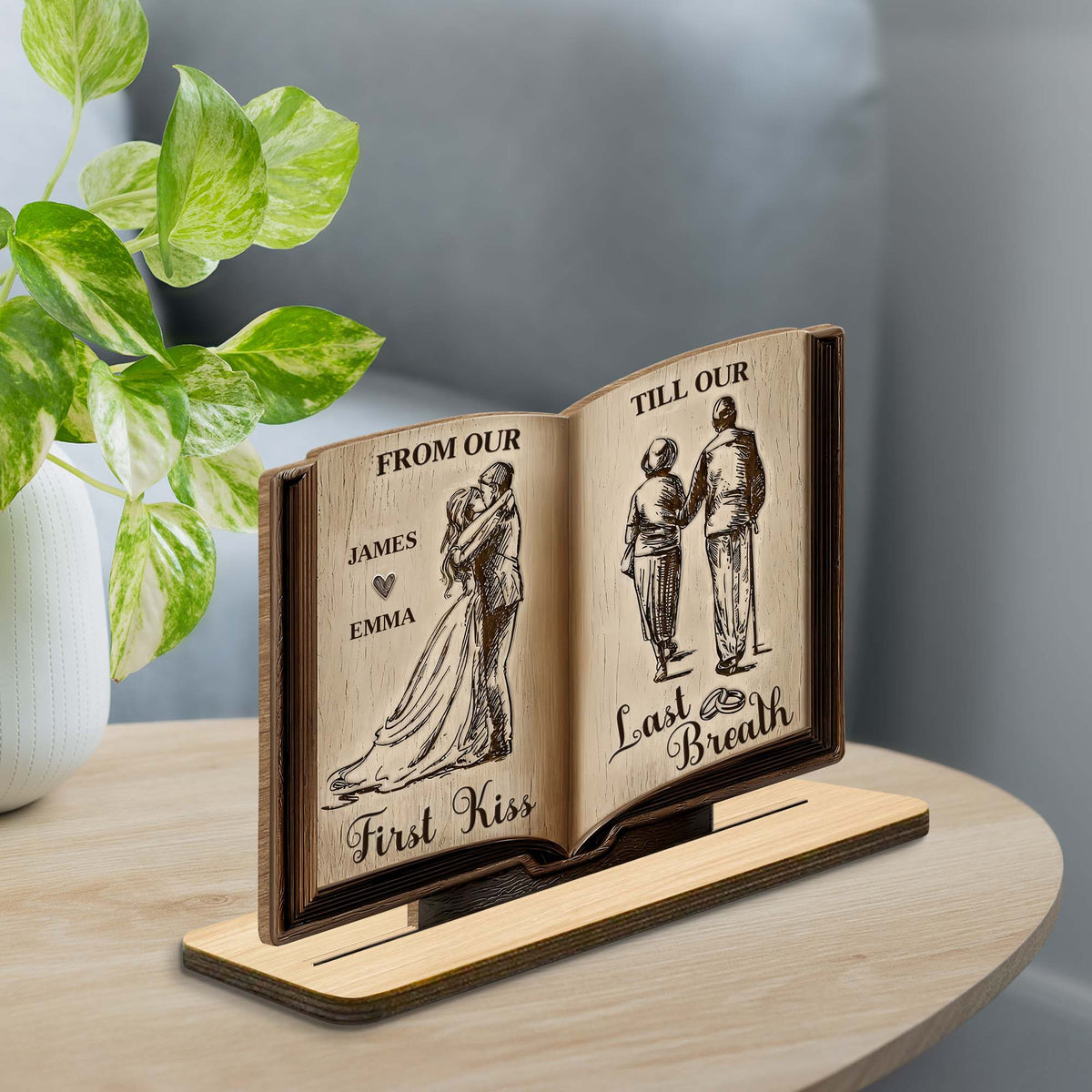 From Our First Kiss Till Our Last Breath, Custom Wood Plaque, Gift For Couples