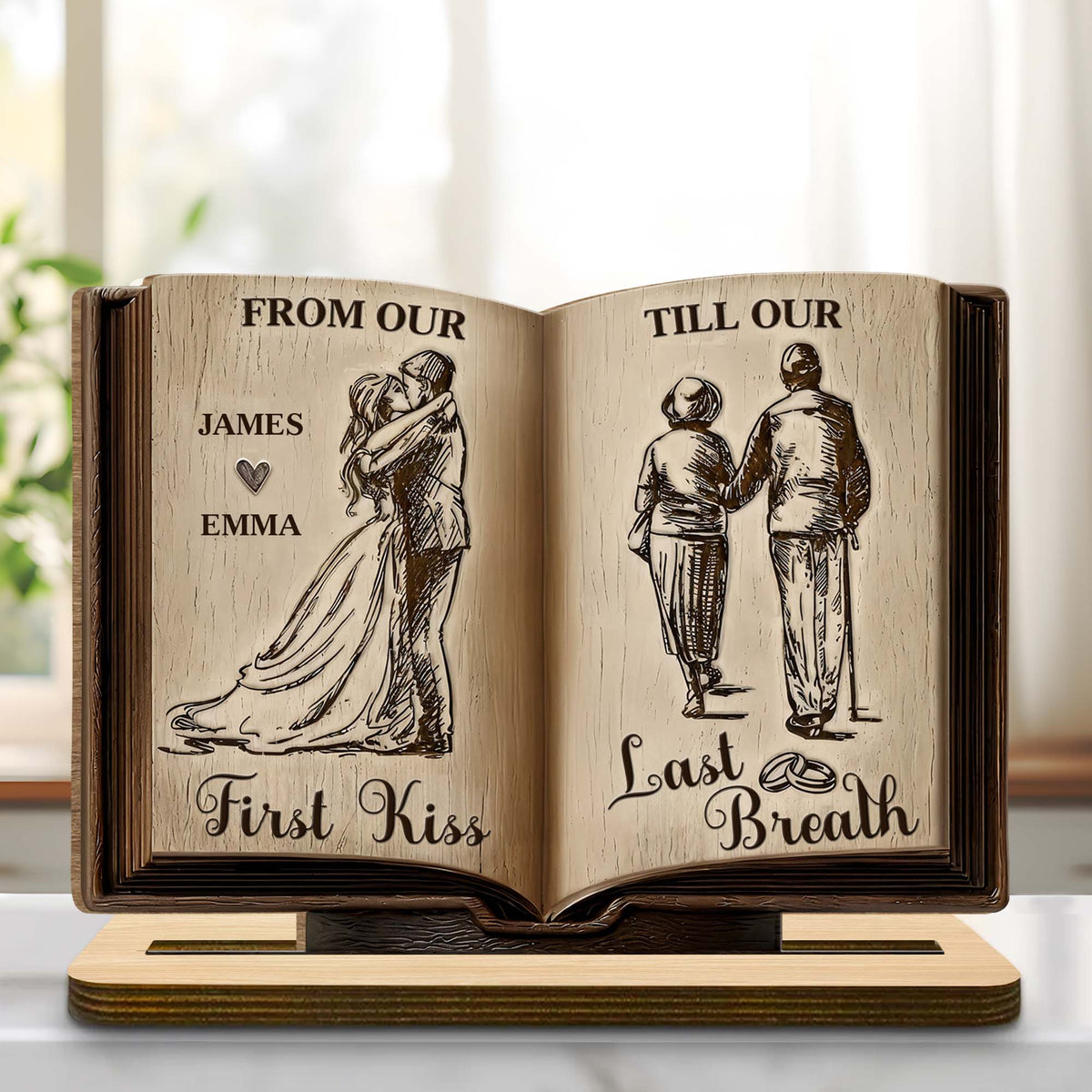 From Our First Kiss Till Our Last Breath, Custom Wood Plaque, Gift For Couples