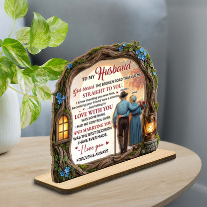 To My Husband, Tree And Lantern Design, Personalized Wood Plaque, Gift For Husband