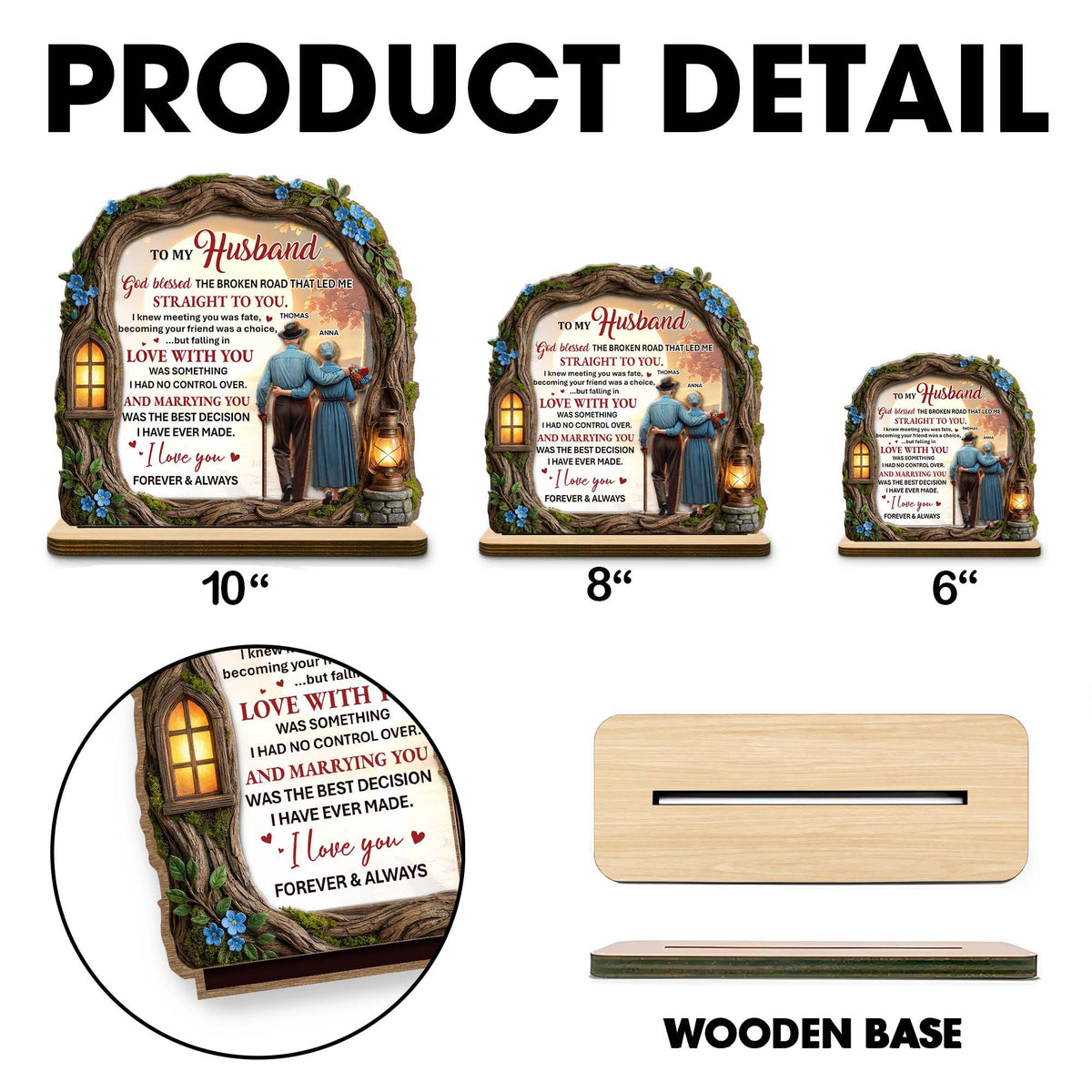 To My Husband, Tree And Lantern Design, Personalized Wood Plaque, Gift For Husband