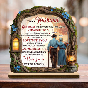 To My Husband, Tree And Lantern Design, Personalized Wood Plaque, Gift For Husband