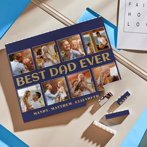 Custom Building Block Puzzle Horizontal Trio Photo Brick Best Dad Ever - Personalized  Picture Brick Gift for Valentine's, Father's Day- Memory Decor for Him/Her