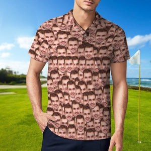 Men's Custom Face POLO Shirt Personalized Golf Shirts For Him Face Mash, Gift For Father, Dad Golf Gift