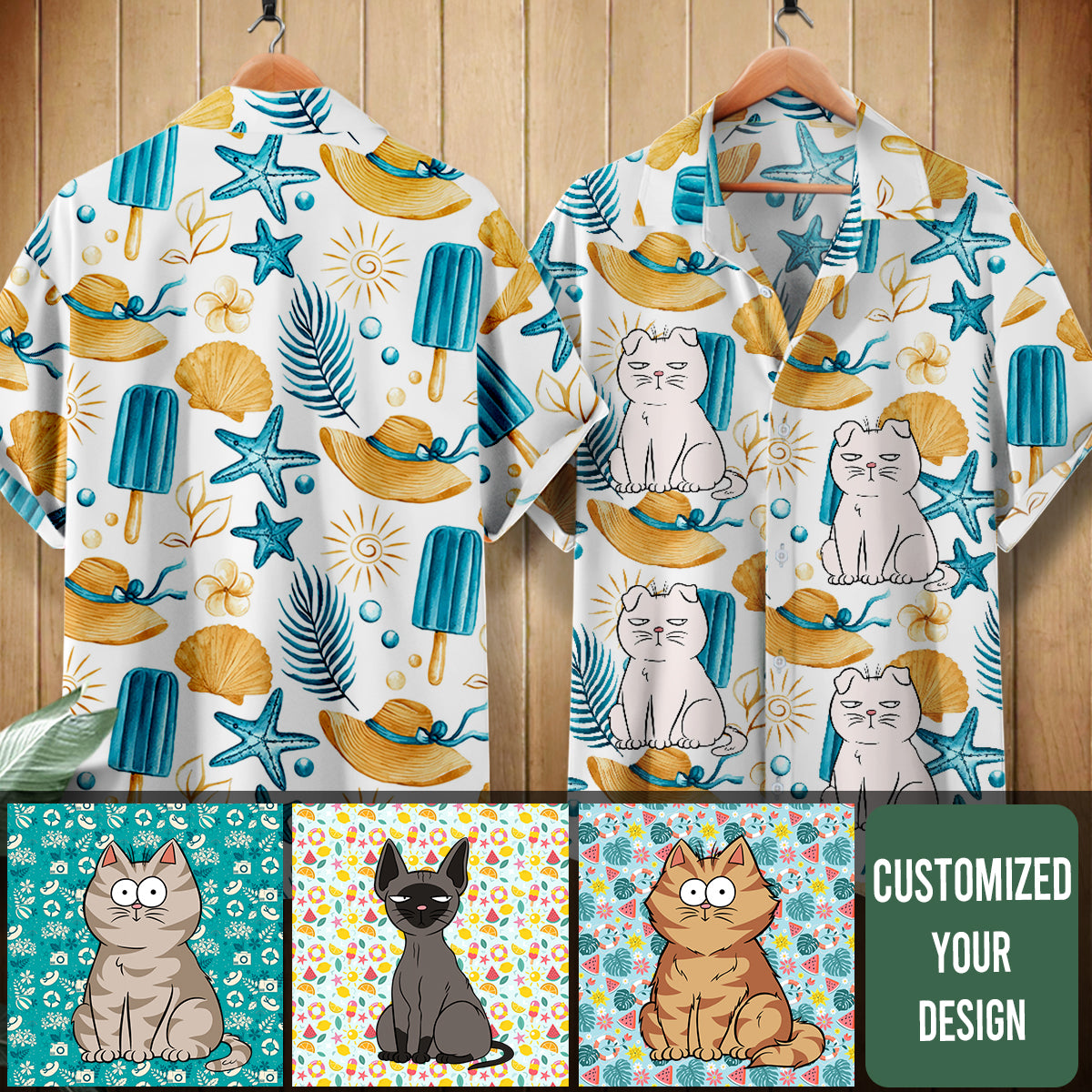 Cat And Beach - AOP Hawaiian Shirt - Gift For Cat Lover, Summer Vacation