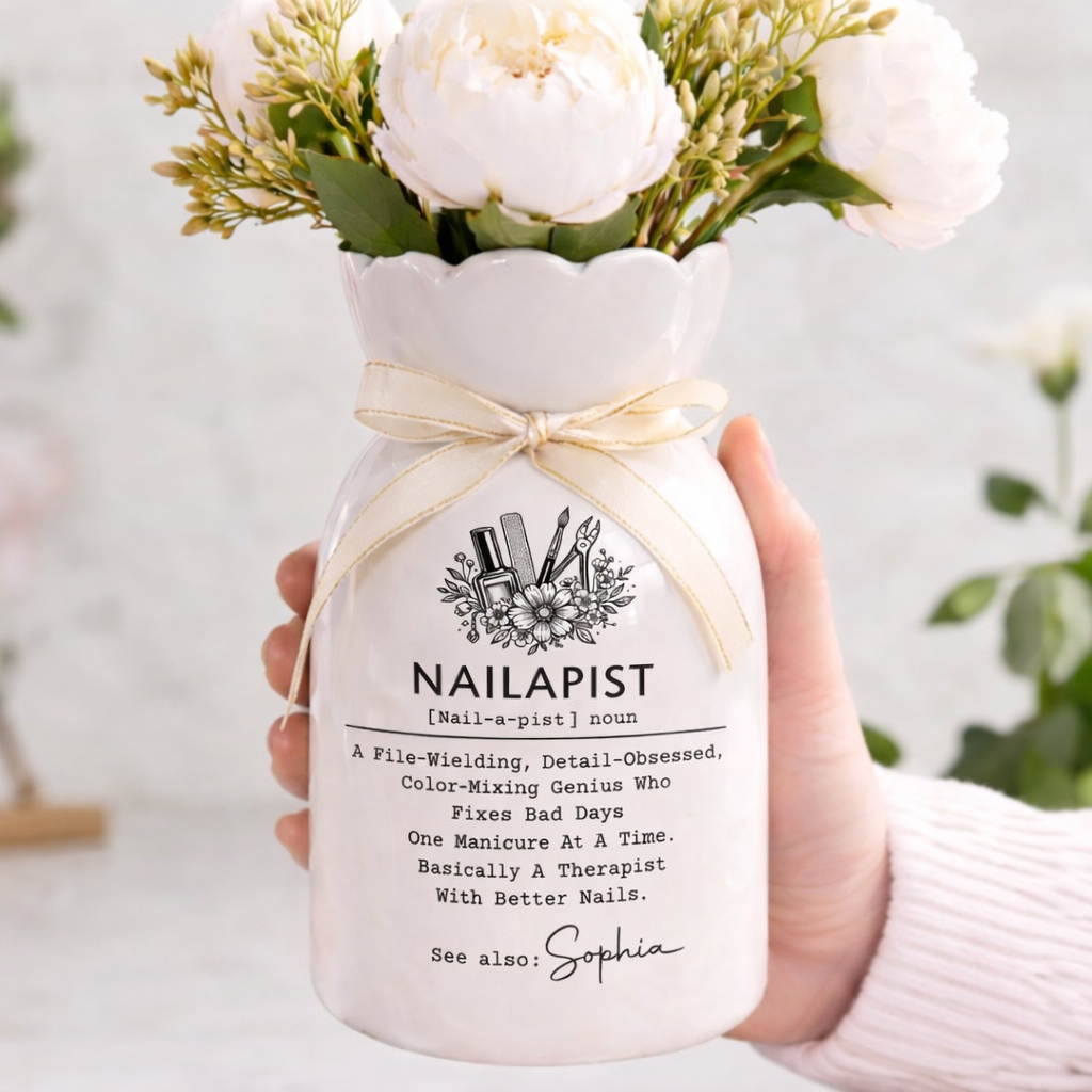 Nailapist Miracle Working - Personalized Ceramic Flower Vase Gift For Nail Artist