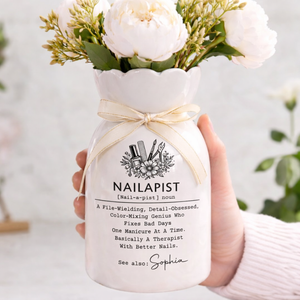 Nailapist Miracle Working - Personalized Ceramic Flower Vase Gift For Nail Artist