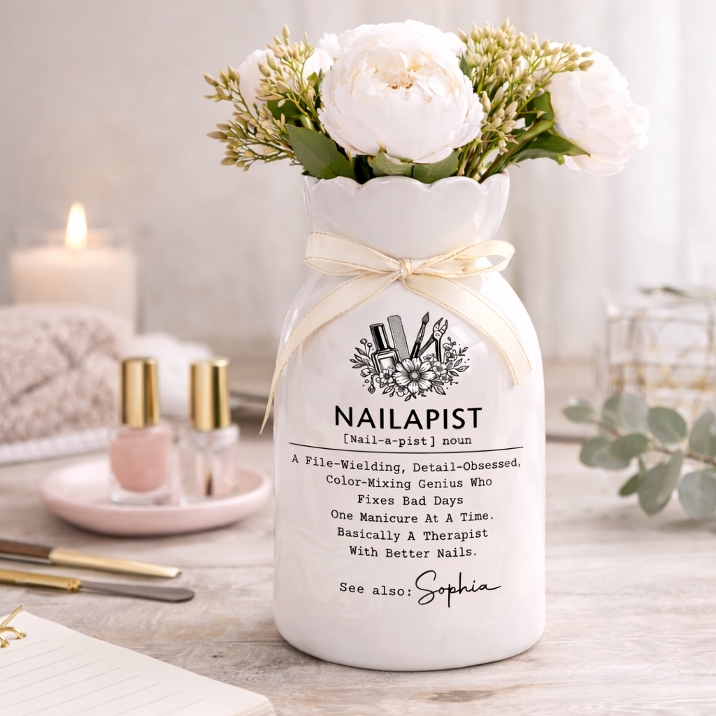 Nailapist Miracle Working - Personalized Ceramic Flower Vase Gift For Nail Artist