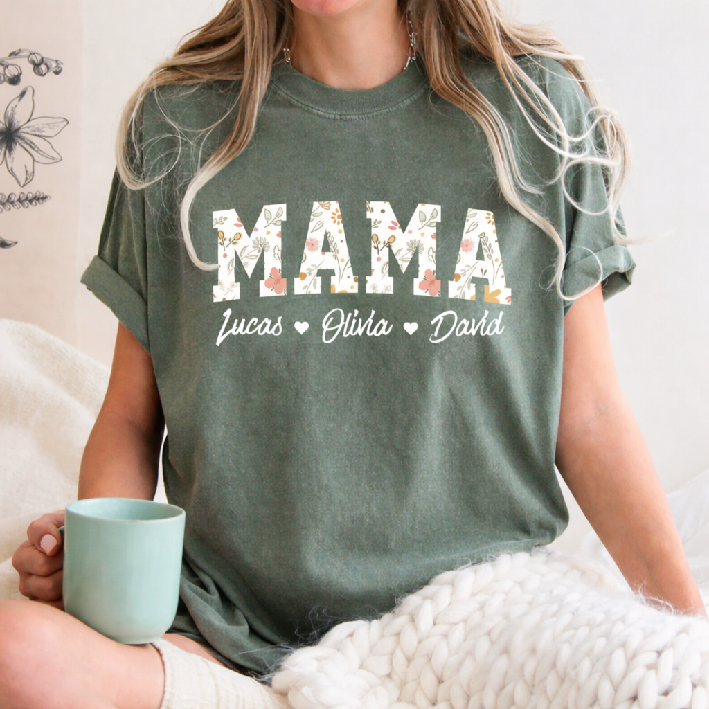 Mama Floral Shirt, Personalized Mom Shirt With Kids Names, Custom Kid's Names Mom Shirt, Custom Mom Shirt With Kids Names, Mothers Day Shirt