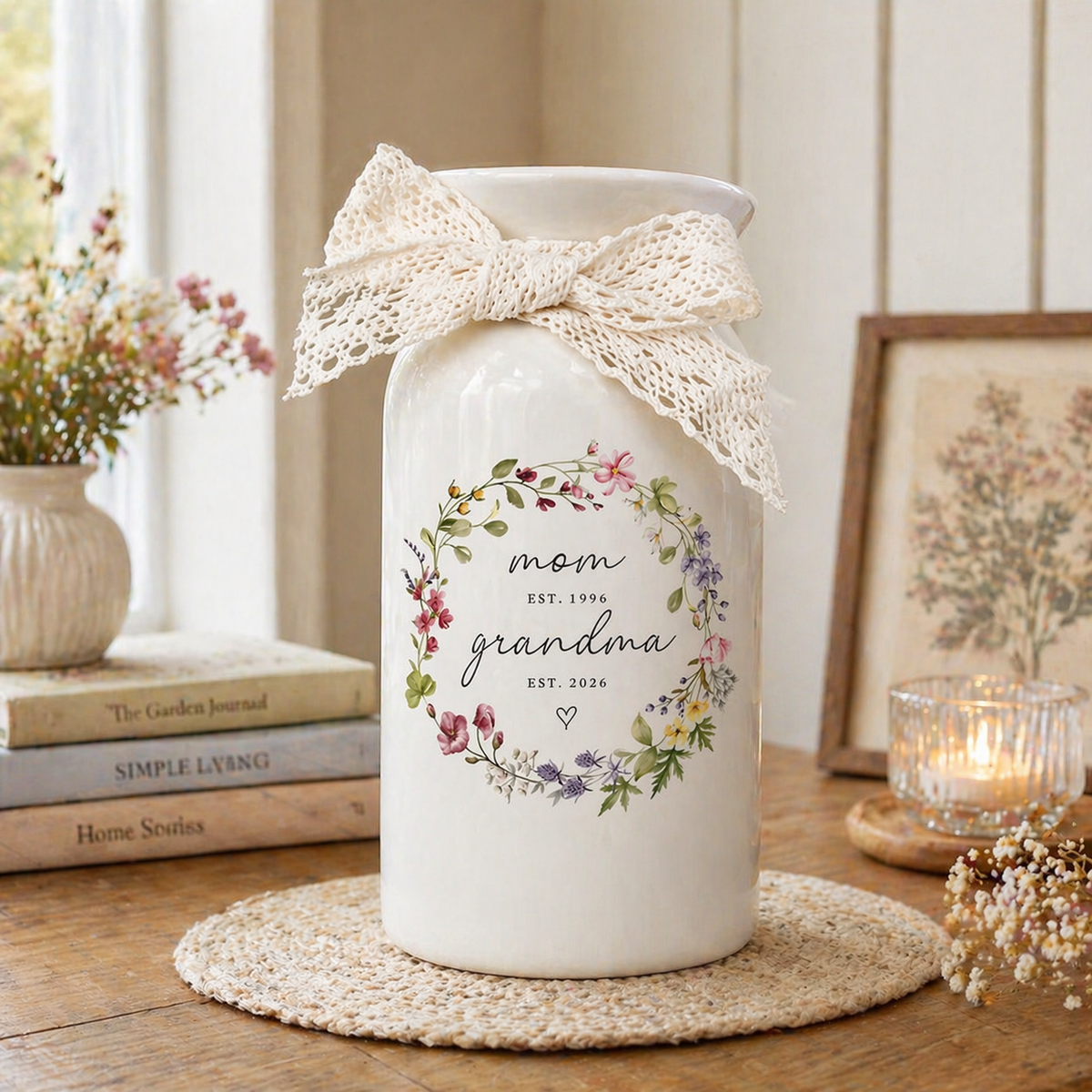 New Grandma Flower Vase, First Time Grandma Gift, Mothers Day Gift, Flower Vase for Nana, Pregnancy Announcement, Gift for Mom,Birthday Gift