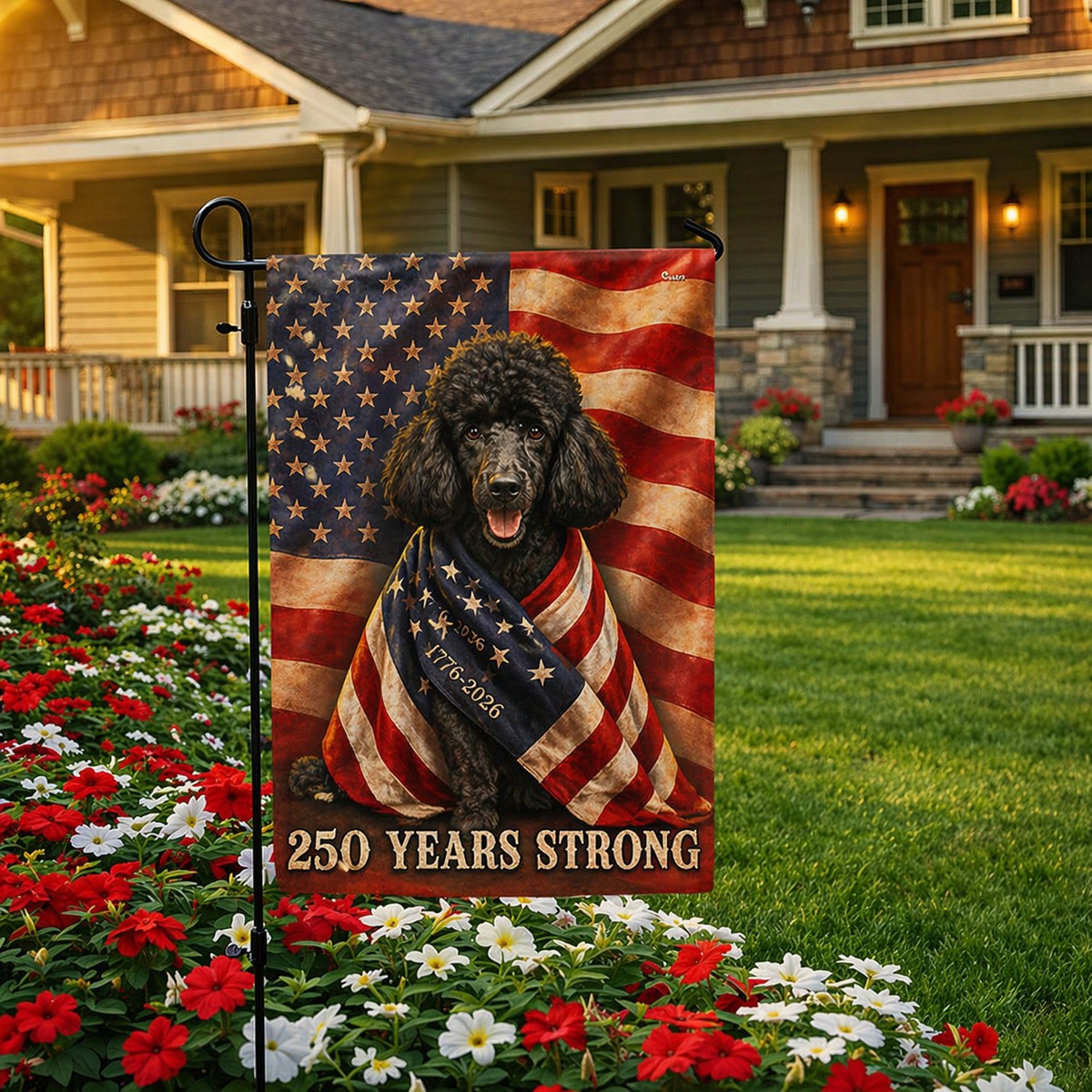 Custom Dog Photo American Patriot Flag, Personalized 250 Years Strong Dog US Flag 250th Anniversary Gift For Family