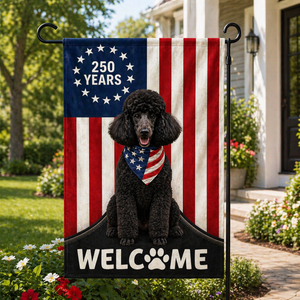 Patriotic Welcome Dog Garden Flag, 250 Years Dog. Custom Dog Photo Flag Decor for Dog Lovers