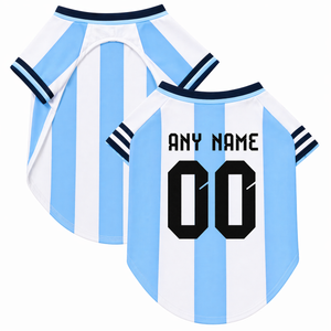 Argentina Dog T-Shirt Jersey Style Custom Name and Number Pet Clothes Gifts