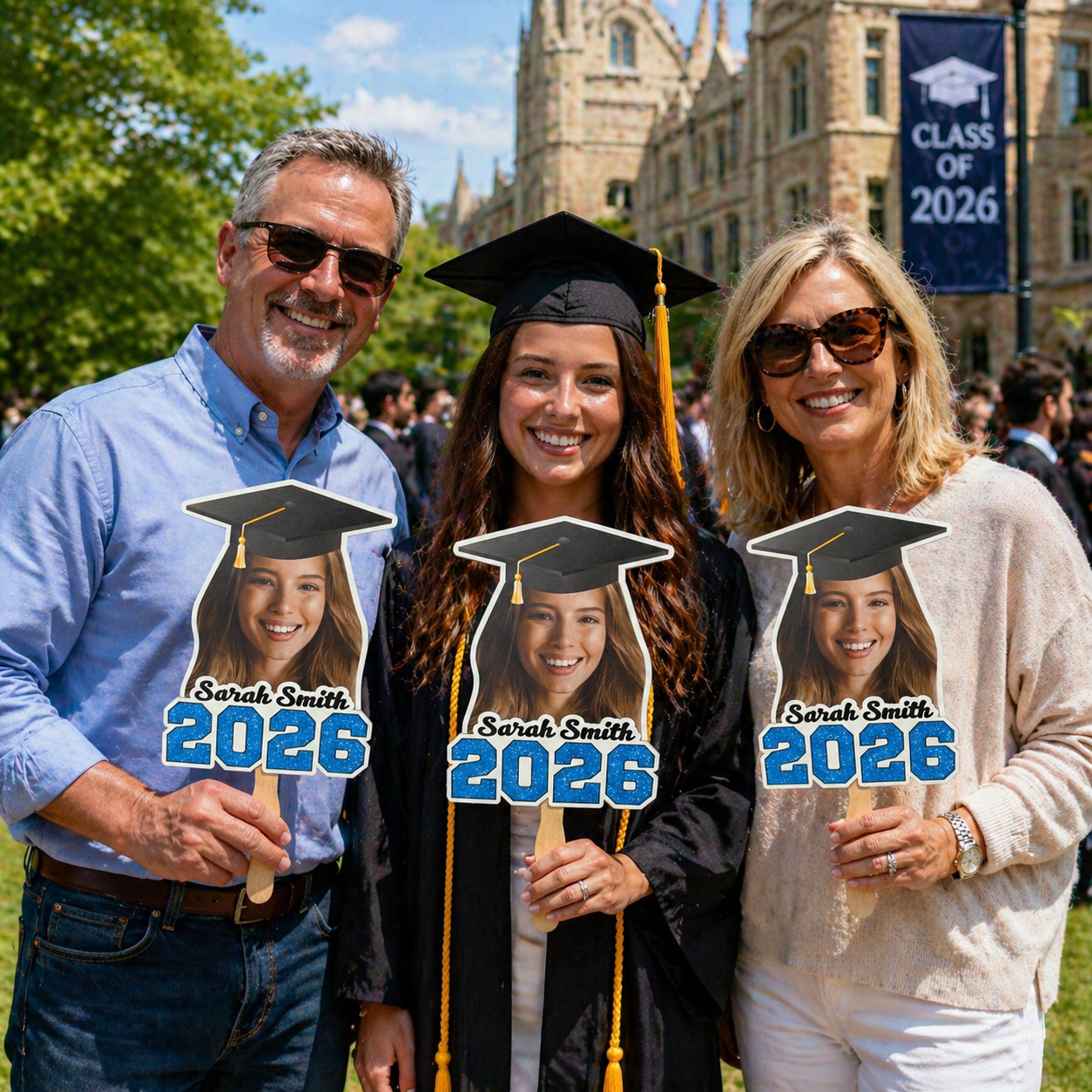 Grad Big Head Face Fan - Class of 2026 Graduate Party Favor
