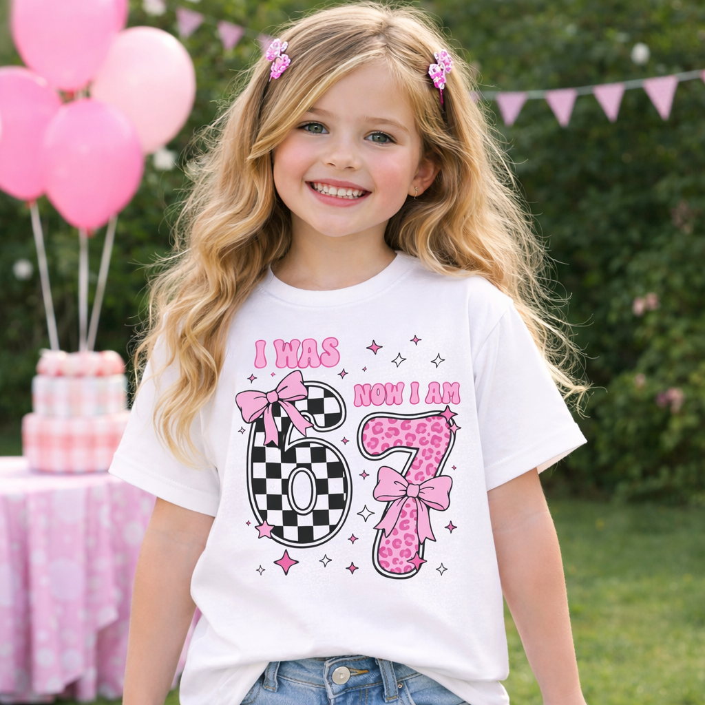 I Was 6 Now I Am Shirt, Funny 7th Birthday Gift, Viral Six Seven Meme Shirt Design, Kids Turning 7 Shirt, Bday Gift,Trendy Shirt