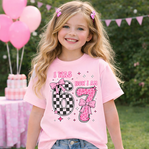 I Was 6 Now I Am Shirt, Funny 7th Birthday Gift, Viral Six Seven Meme Shirt Design, Kids Turning 7 Shirt, Bday Gift,Trendy Shirt