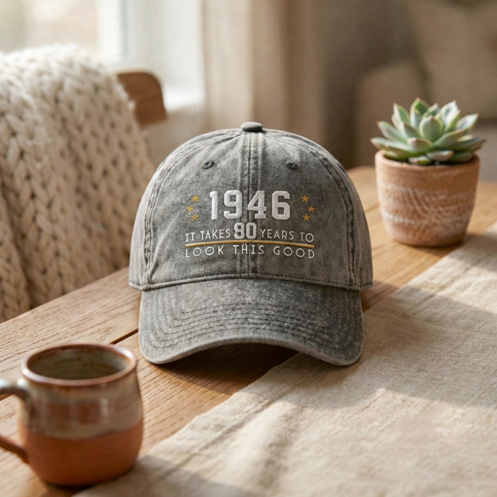 80th Birthday Gift Custom Embroidered Hat Aged to Perfection 1946 Personalized Vintage Dad Hat
