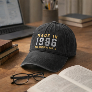 40th Custom Birthday Embroidered Hat Born in 1986 Headwear Gift Personalized Cotton Twill Cap