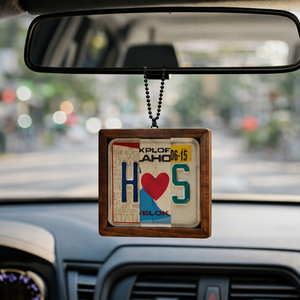 Personalized License Plate Layer Wooden Ornament, Anniversary Gift, Wedding Valentine Gift for Him Her